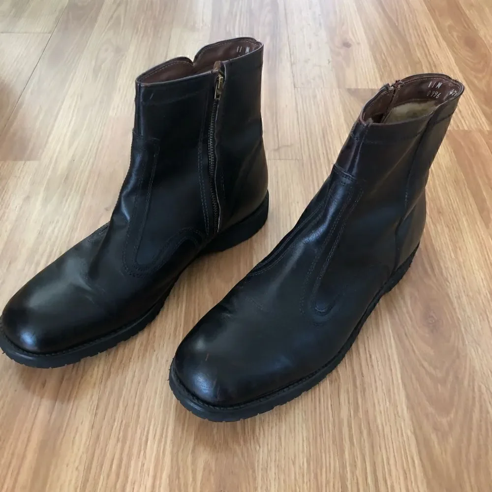 Walk-Over Dark Brown Leather Ankle Boots w/ Vibram Sole 